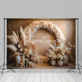 Aperturee - Aperturee Boho Pampas Grass Floral Vase Wedding Photo Backdrop